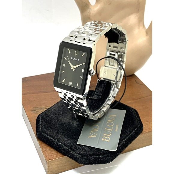 Bulova Men's Watch 96D145 Diamond Black Dial Silver Stainless Steel Quar… - Picture 15 of 15